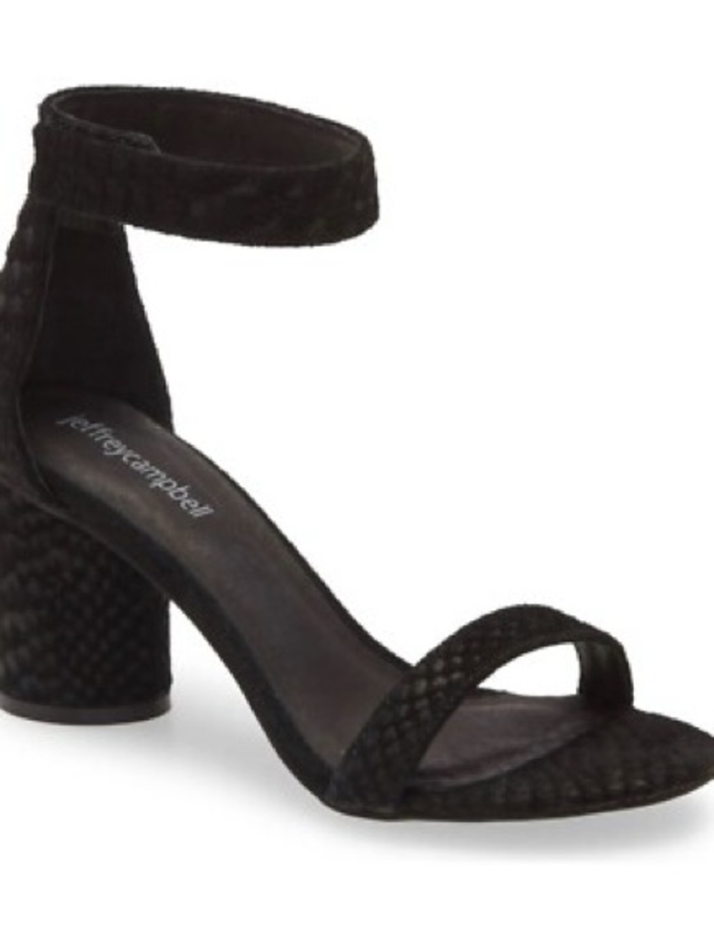 Jeffrey Campbell Black Braided Ankle-Strap Block Heel